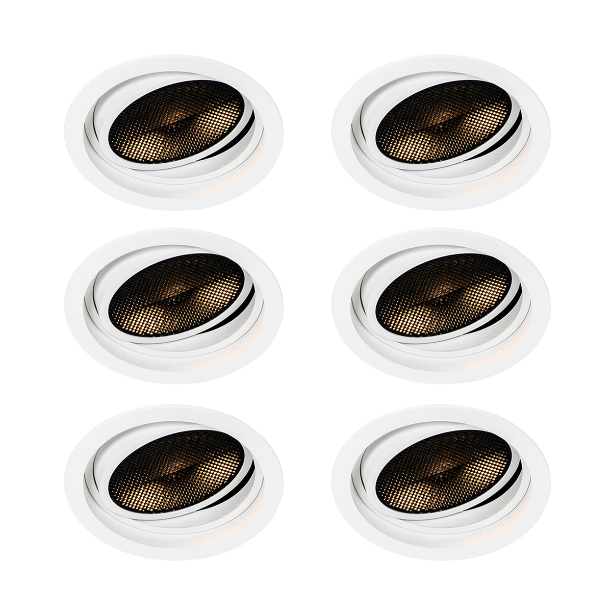 6 darabos modern, állítható, fehér süllyesztett spotlámpa szett - Coop 111 Honey
