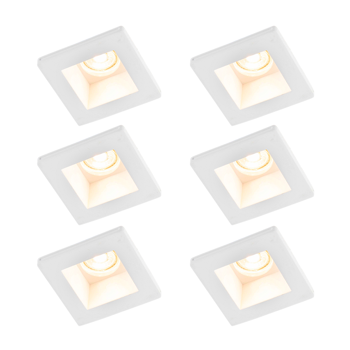 Sada 6 zapustených bodových svetiel biela 12 cm štvorcová - Gypsy Stucco