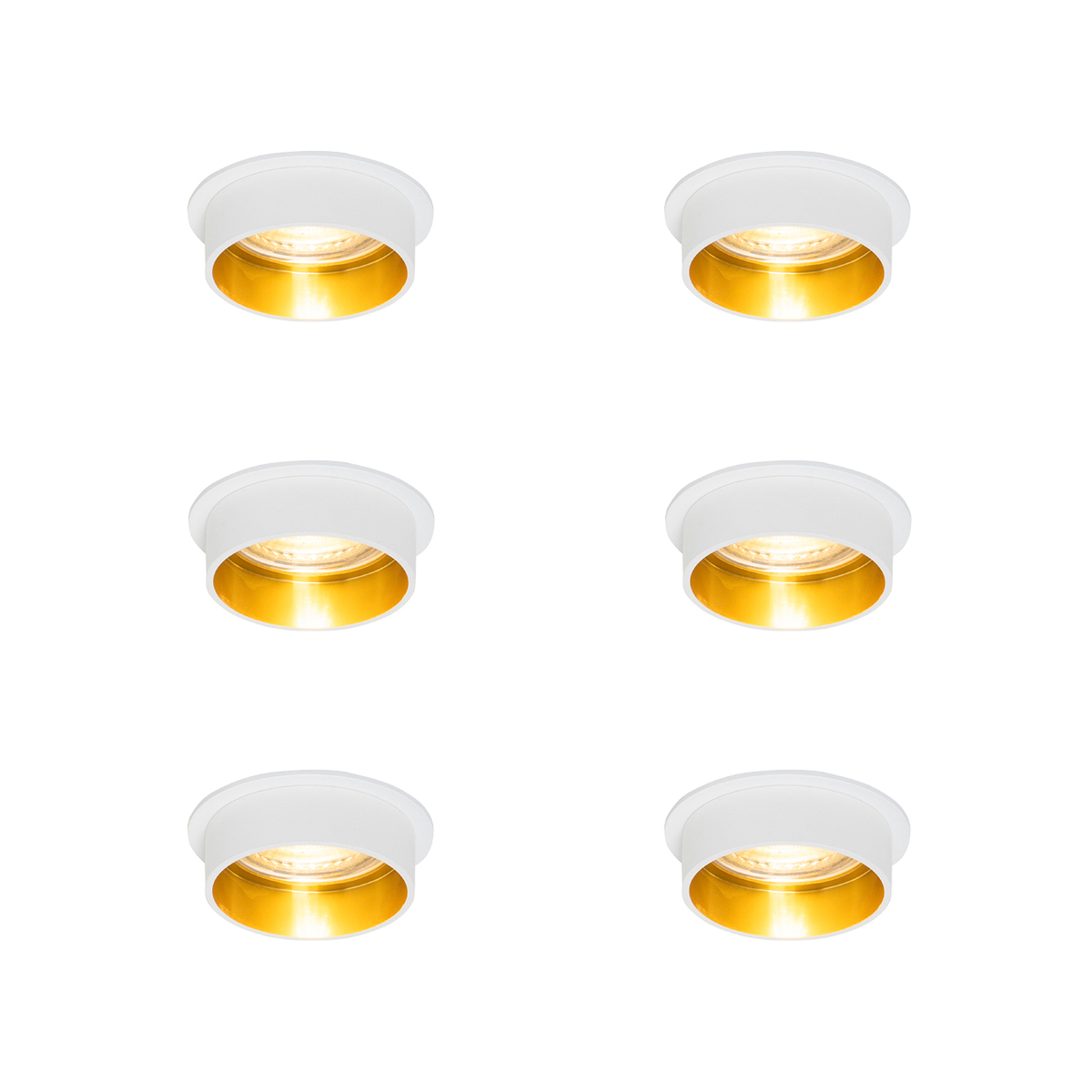 Sada 6 moderných zapustených bodových svetiel biela so zlatým interiérom - Insta