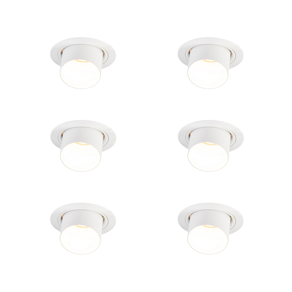 6 darabos modern, süllyesztett, fehér, kerek, dönthető spotlámpa szett - Installa