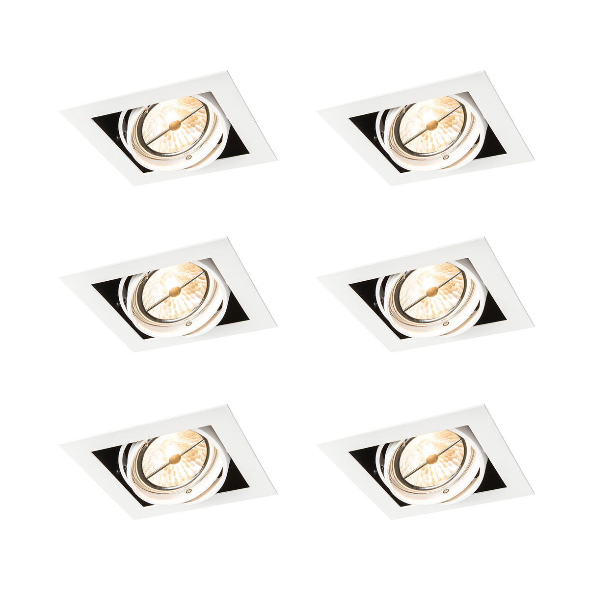 Sada 6 zapustených bodových svetiel biela AR111 nastaviteľná - Oneon