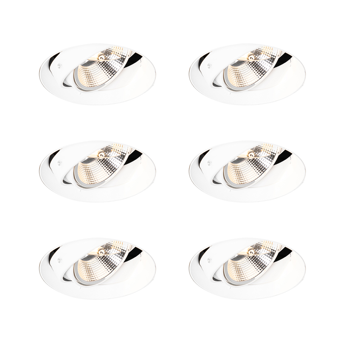 Sada 6 moderných zapustených bodových svetiel biela GU10 AR111 okrúhle bezrámové - Oneon Sada 6 moderných zapustených bodových svetiel biela GU10 AR111 okrúhle bezrámové - Oneon