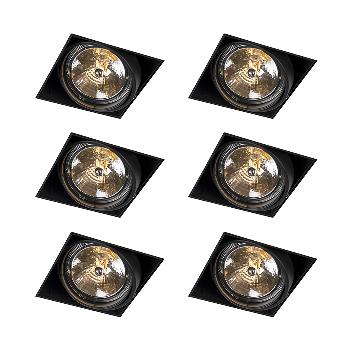 Sada 6 zapustených bodových svetiel čierna AR111 naklápateľné a otočné bezrámové - Oneon