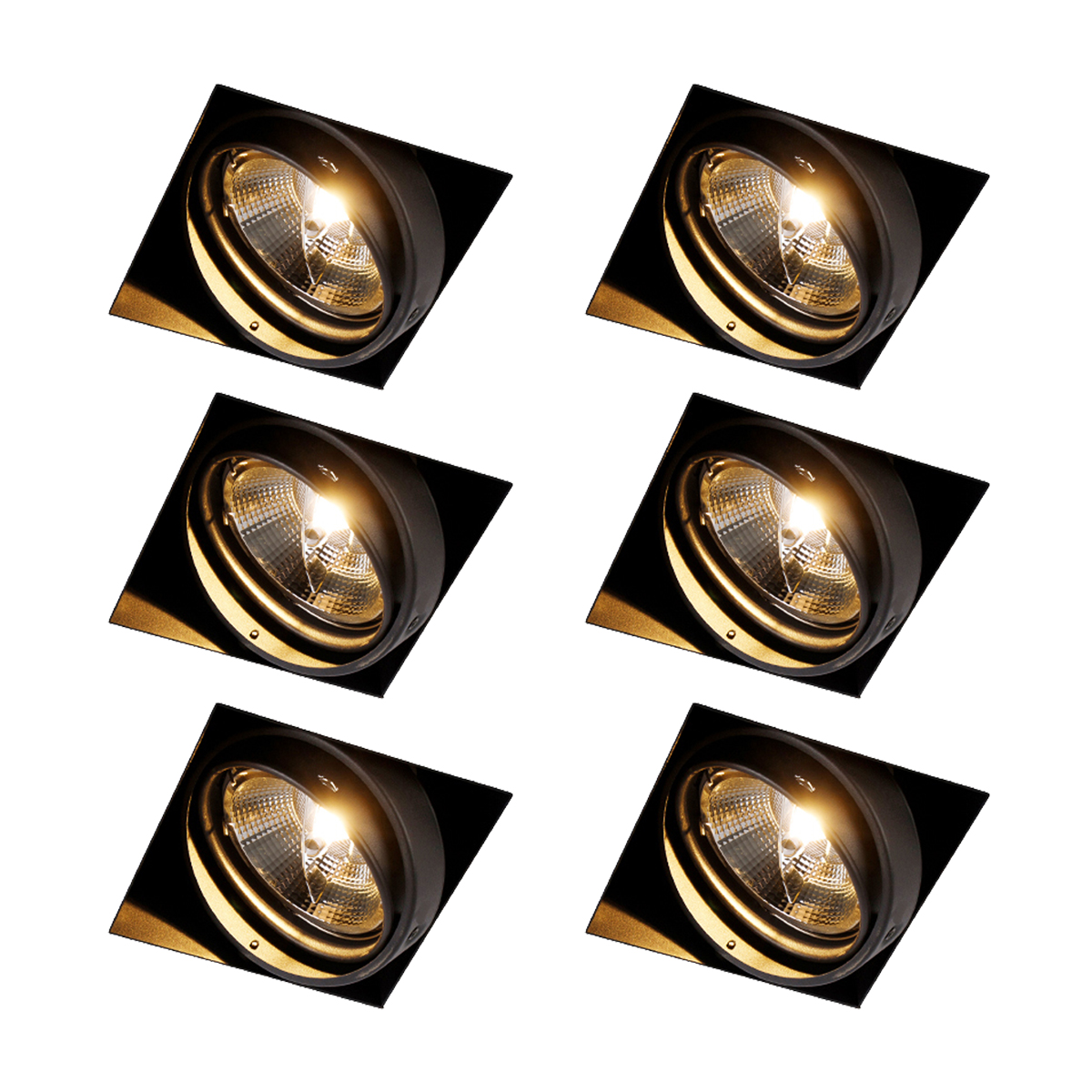 Sada 6 zapustených bodových svetiel čierna GU10 AR111 bezrámikové - Oneon Sada 6 zapustených bodových svetiel čierna GU10 AR111 bezrámikové - Oneon