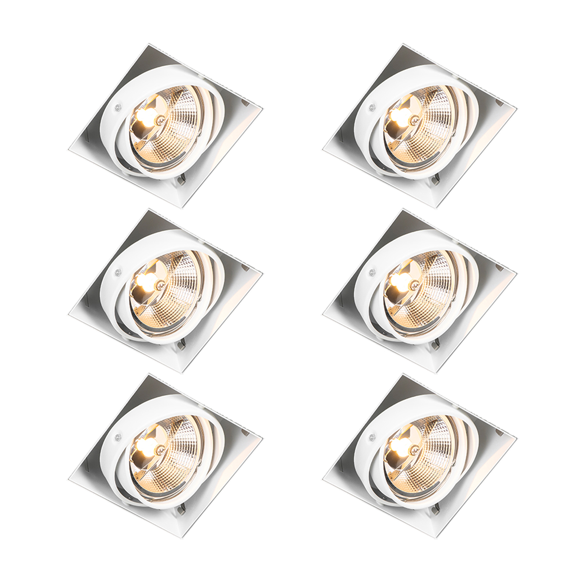 Sada 6 zapustených bodových svetiel biela GU10 AR111 bezrámikové nastaviteľné - Oneon