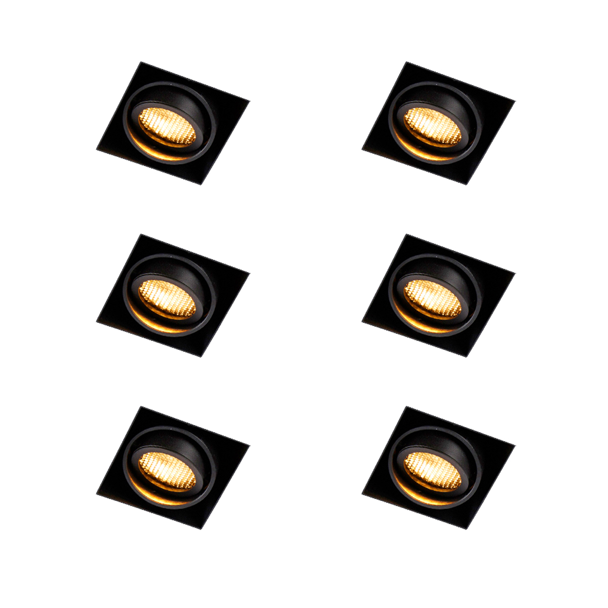 Sada 6 zapustených bodových svetiel čierna nastaviteľná bezrámiková - Oneon Honey