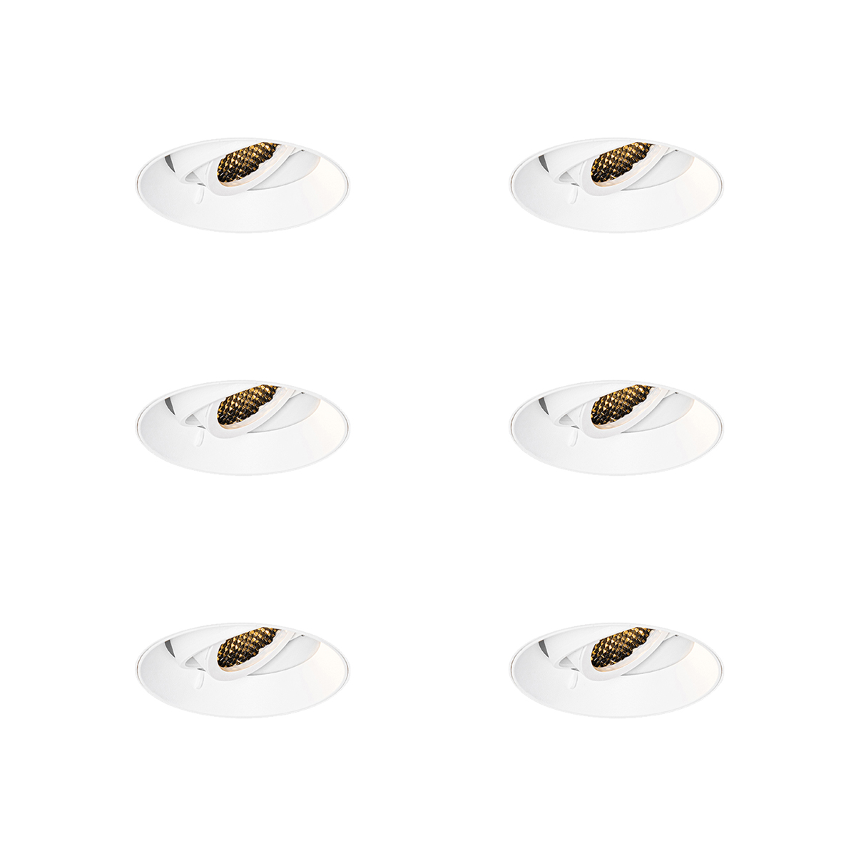 6 darabos modern, fehér, süllyesztett spotlámpa szett GU10 kerek keret nélküli - Oneon Honey