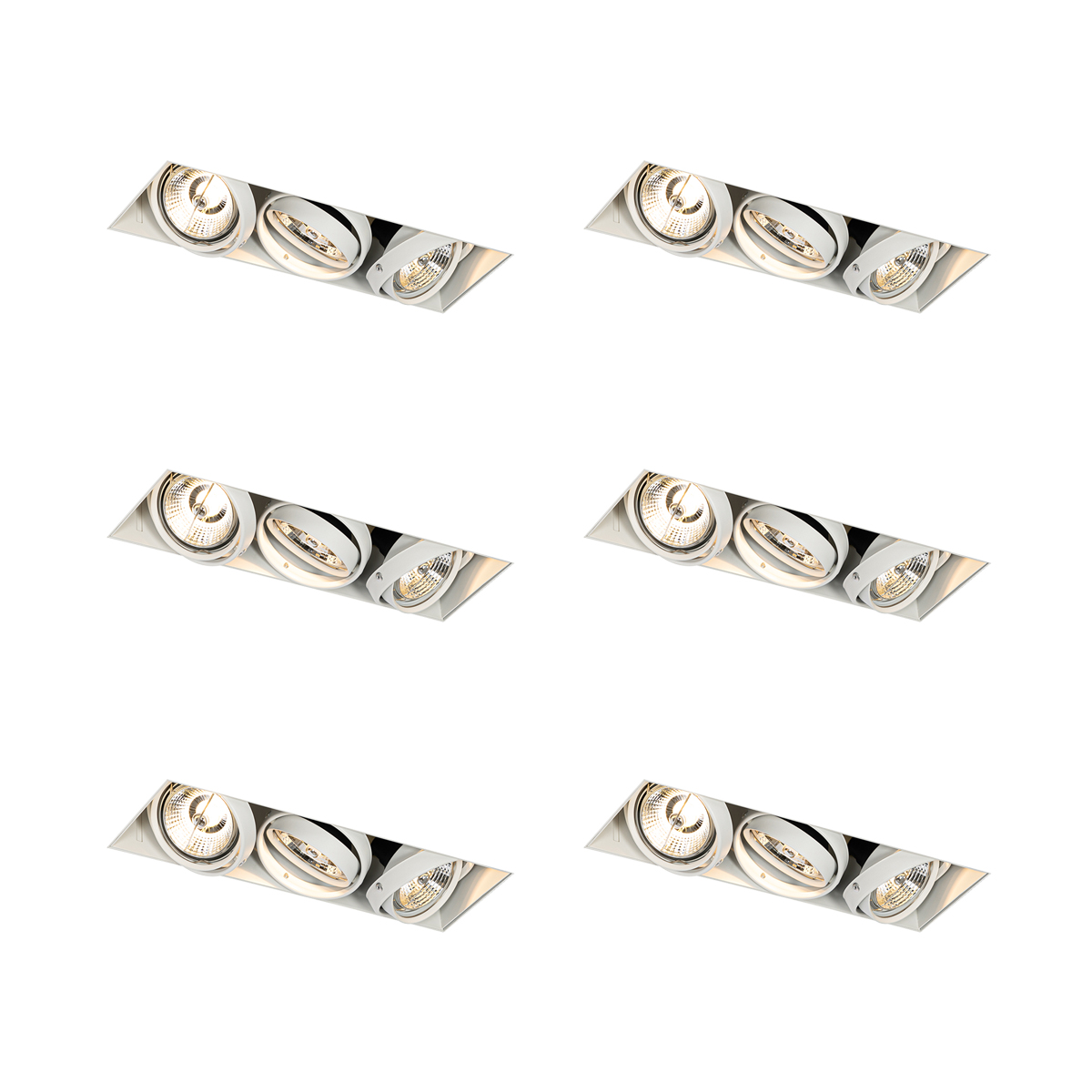 6 darabos süllyesztett spotlámpa szett fehér GU10 AR70 Trimless 3-Lights - Oneon