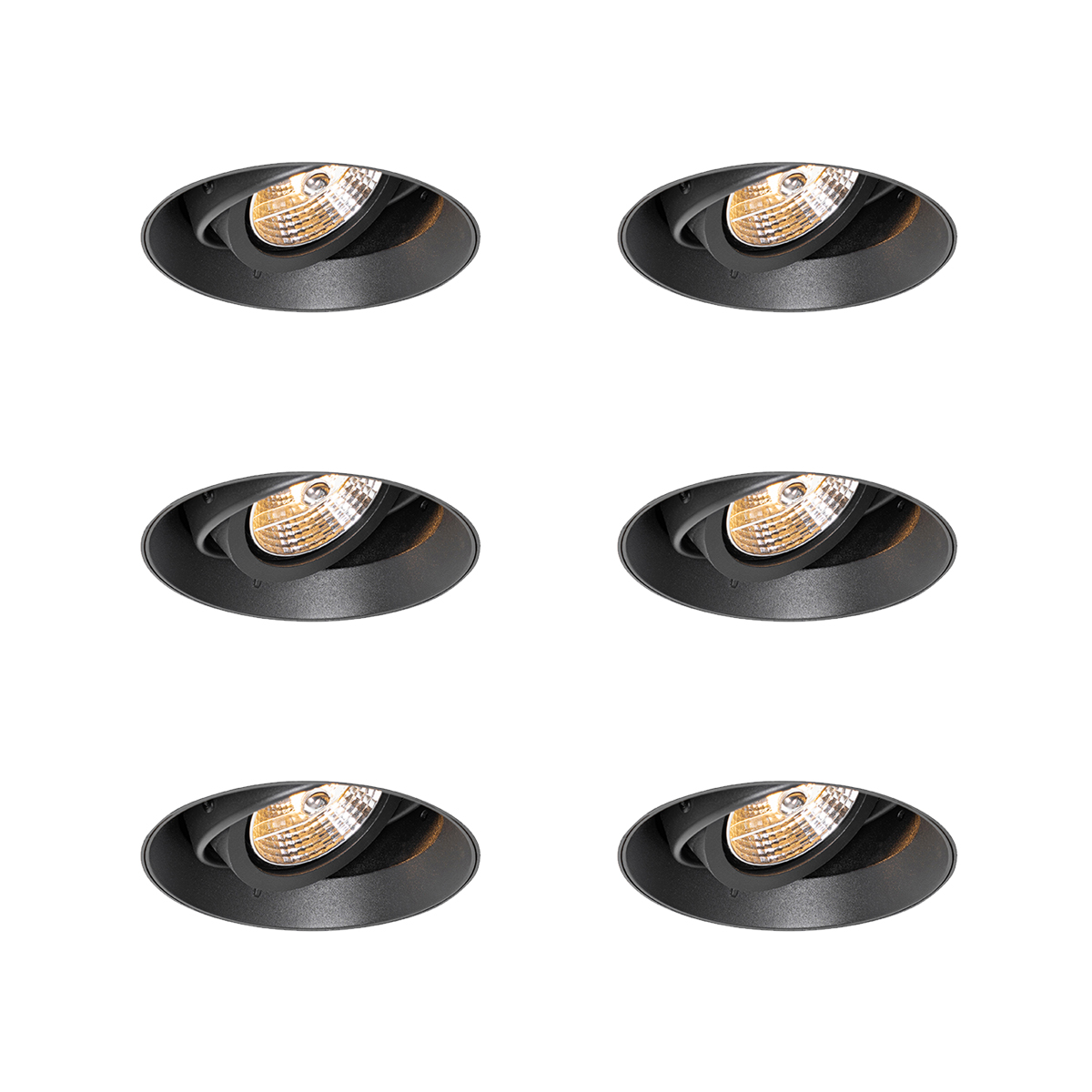 Sada 6 moderných zapustených bodových svetiel čierna GU10 AR70 okrúhle bezrámové - Oneon