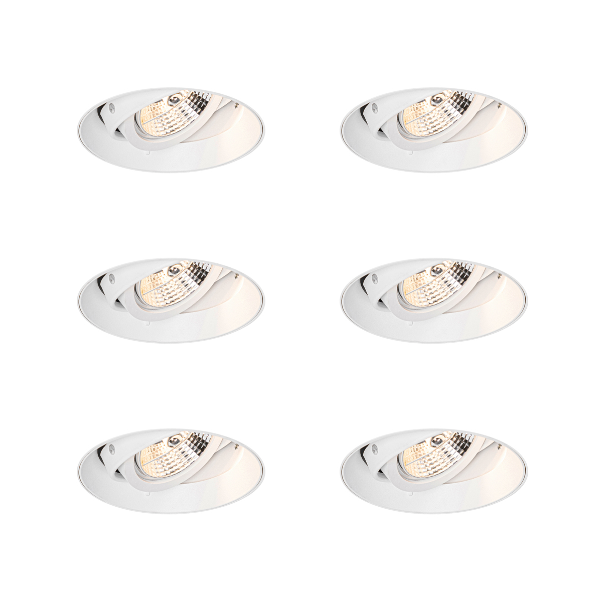 Sada 6 moderných zapustených bodových svetiel biela GU10 AR70 okrúhla bezrámová - Oneon