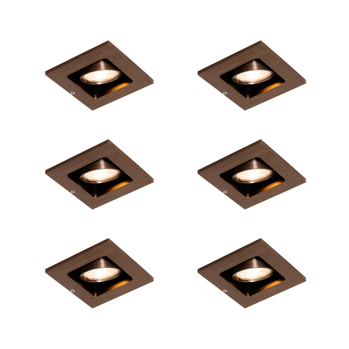 Sada 6 moderných zapustených bodových svetiel tmavý bronz nastaviteľné - Qure