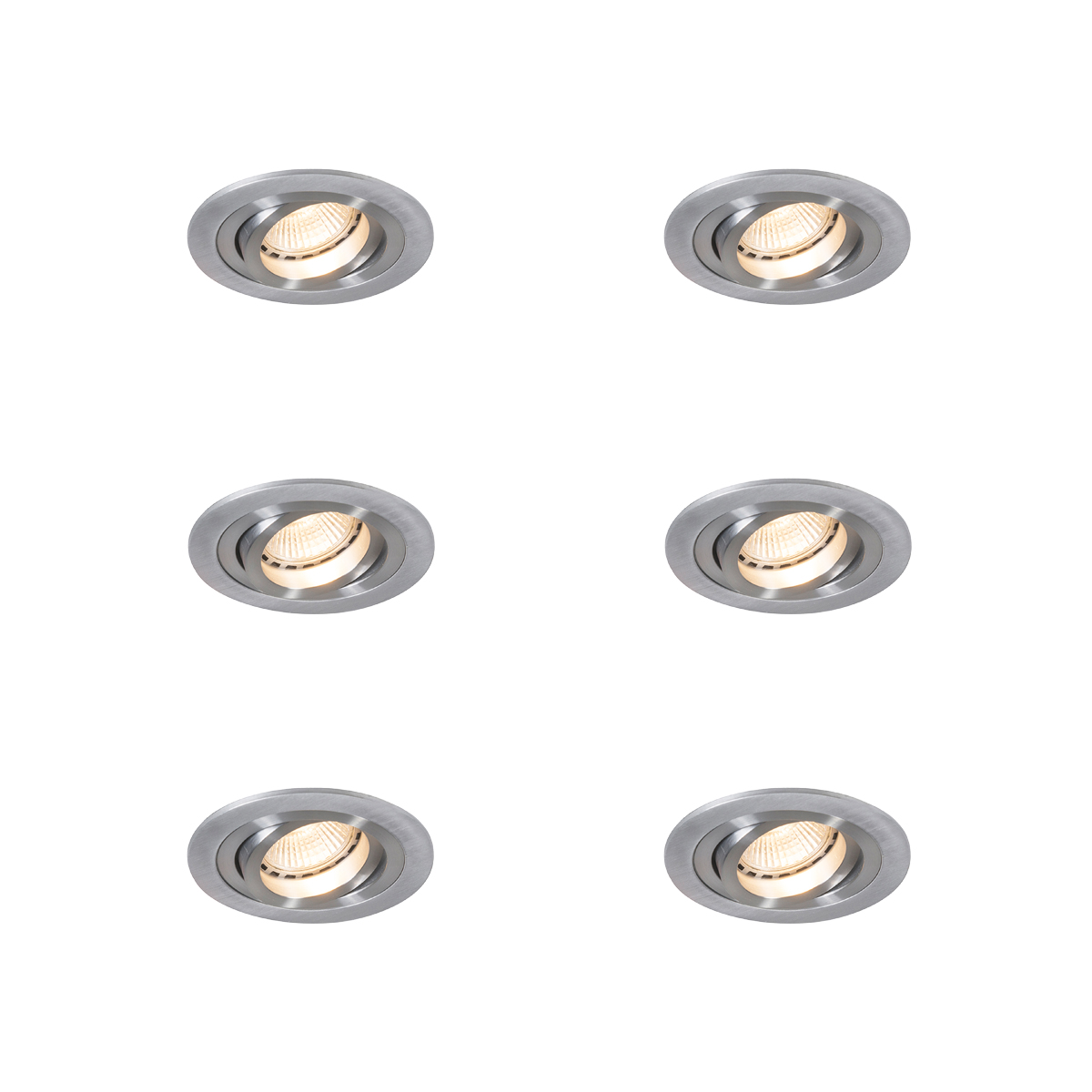 Sada 6 moderných zapustených bodových svetiel oceľ - Rondoo