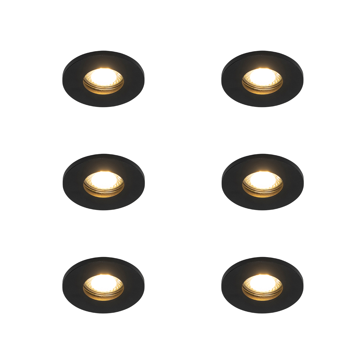 Sada 6 moderných kúpeľňových zapustených bodových svetiel čierna - Shed