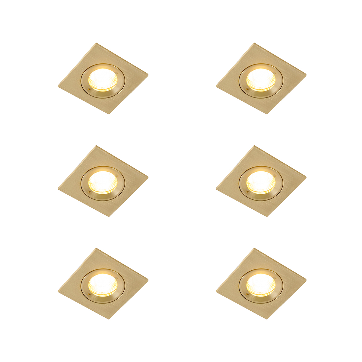 Sada 6 moderných zapustených bodových svetiel zlatá štvorcová IP44 - Xena