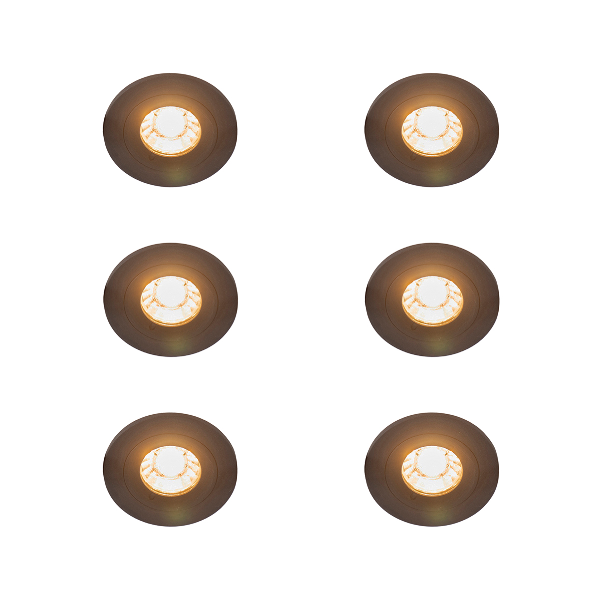 Sada 6 moderných zapustených bodových svetiel čierna okrúhla IP44 - Xena