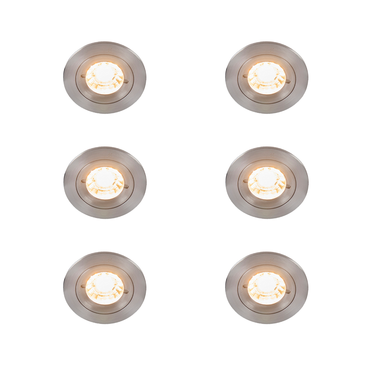 Sada 6 moderných zapustených bodových svetiel oceľ okrúhle IP44 - Xena