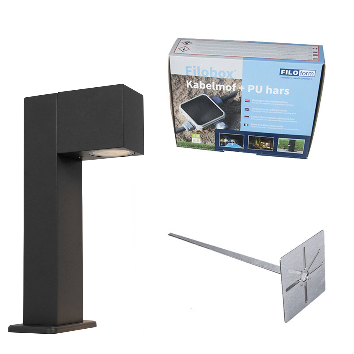 Priemyselné stojace vonkajšie svietidlo antracitové 30 cm IP44 - Baleno