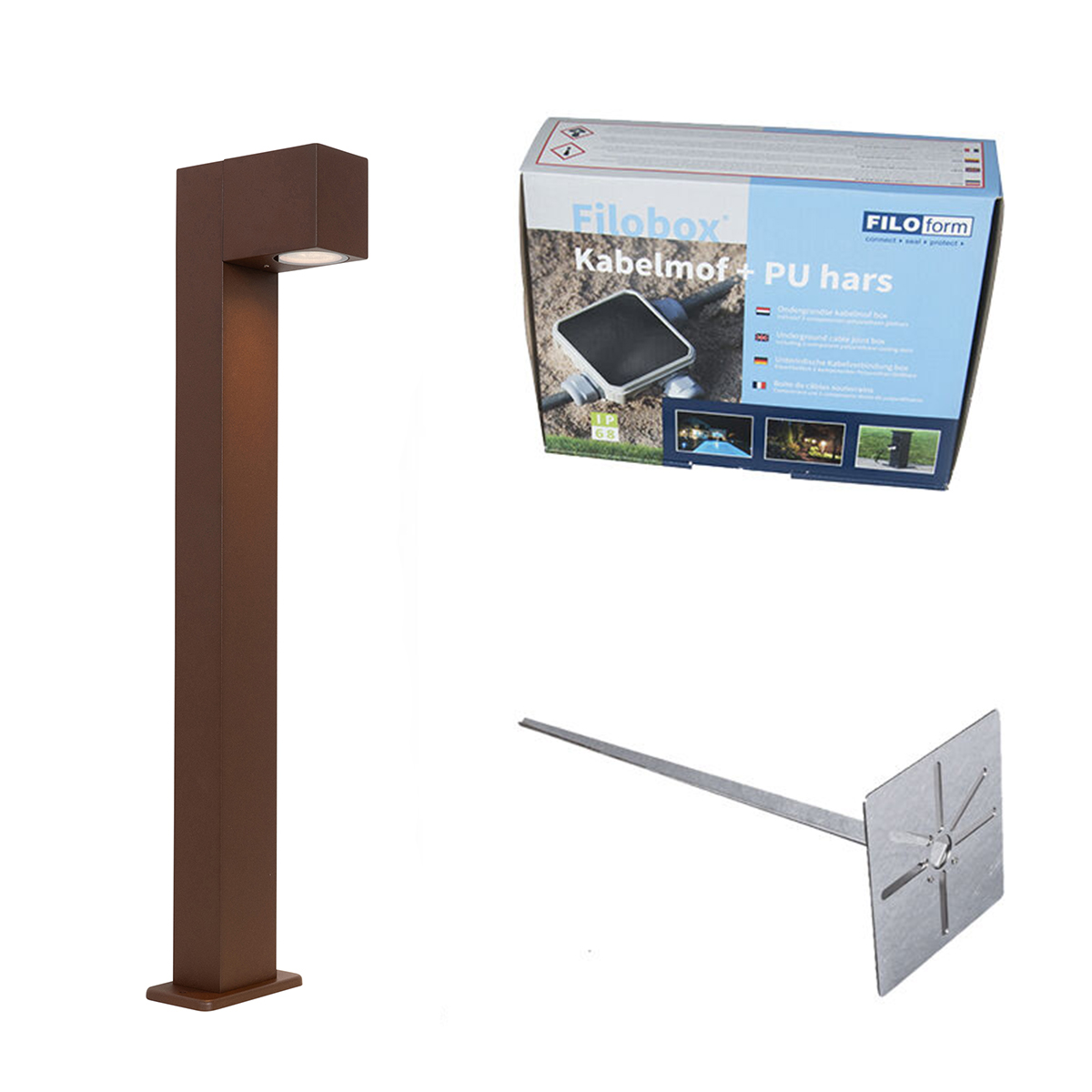 Priemyselné stojace vonkajšie svietidlo hrdzavohnedá 65 cm IP44 - Baleno
