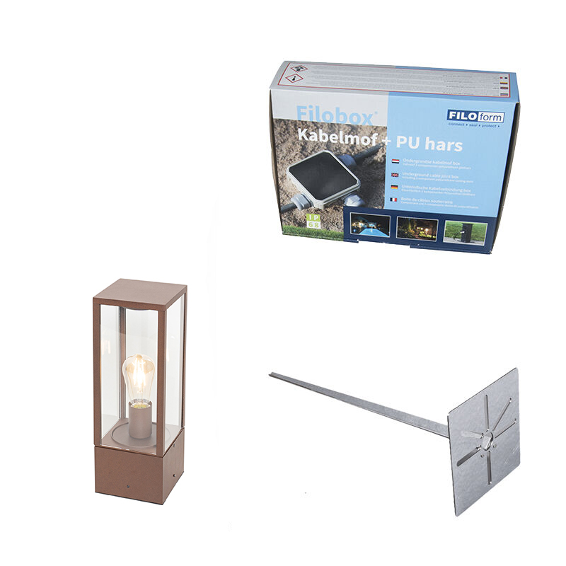 Priemyselné stojace vonkajšie svietidlo hrdzavohnedá 40 cm IP44 - Charlois