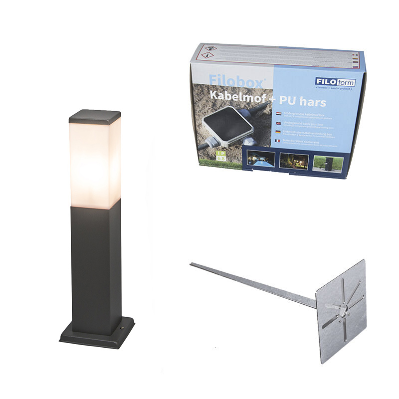 Moderné vonkajšie stojanové svietidlo tmavosivé s opálovým sklom 45 cm IP44 - Malios