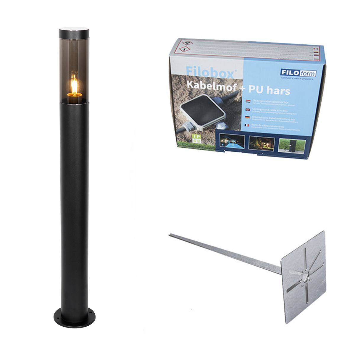 Moderné čierne vonkajšie stojanové svietidlo 80 cm IP44 - Rox