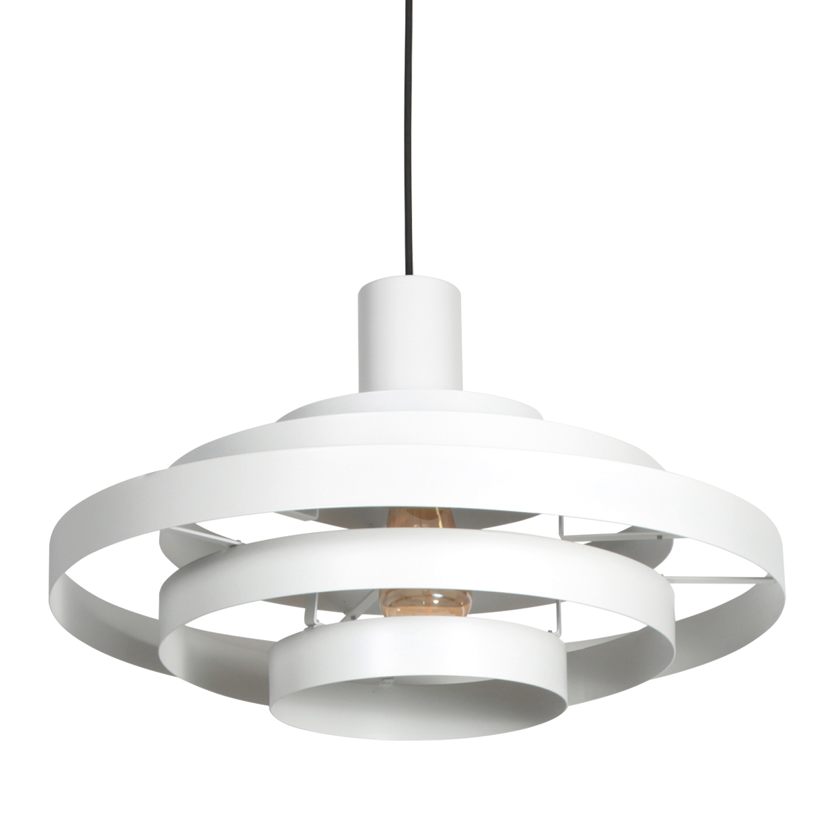 Retro hanglamp wit rond - Halo Cirque