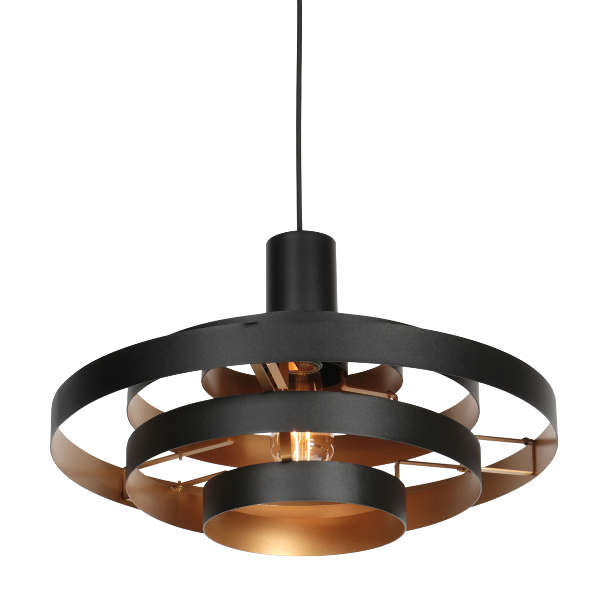 Retro hanglamp zwart rond - Halo Cirque