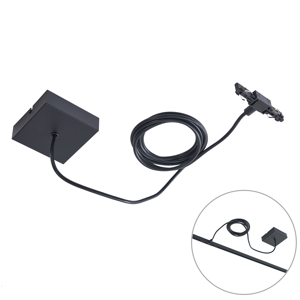 Négyzetes szerelőlappal ellátott tápegység 1 fázisú sínhez fekete - Slimline