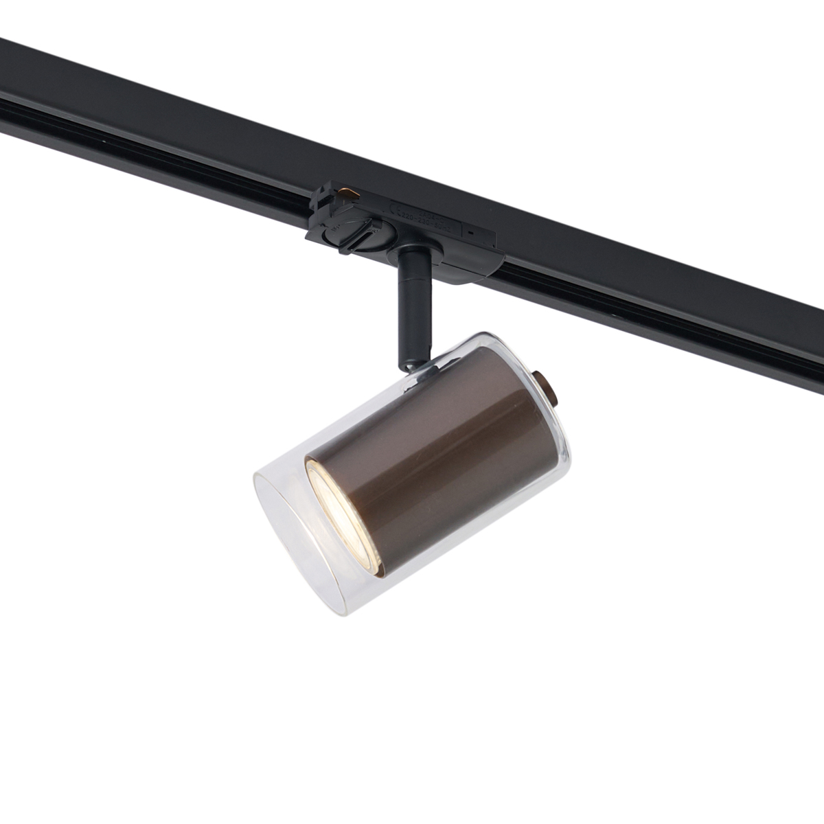 Modern spotlámpa sötét bronz színben, átlátszó üveggel, 1 fázisú sínrendszerhez - Iconic Lloyd