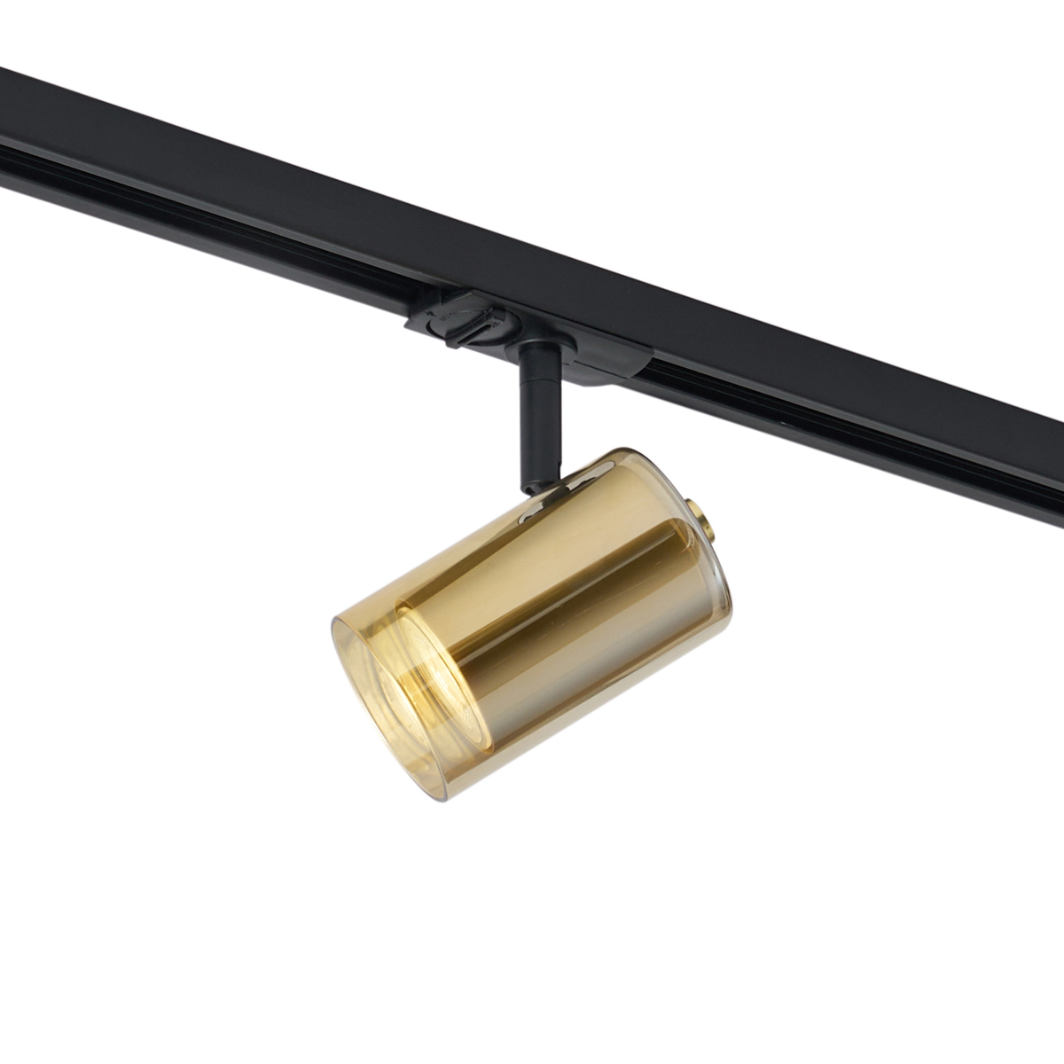 Modern arany színű spotlámpa borostyán üveggel 1 fázisú sínrendszerhez - Iconic Lloyd