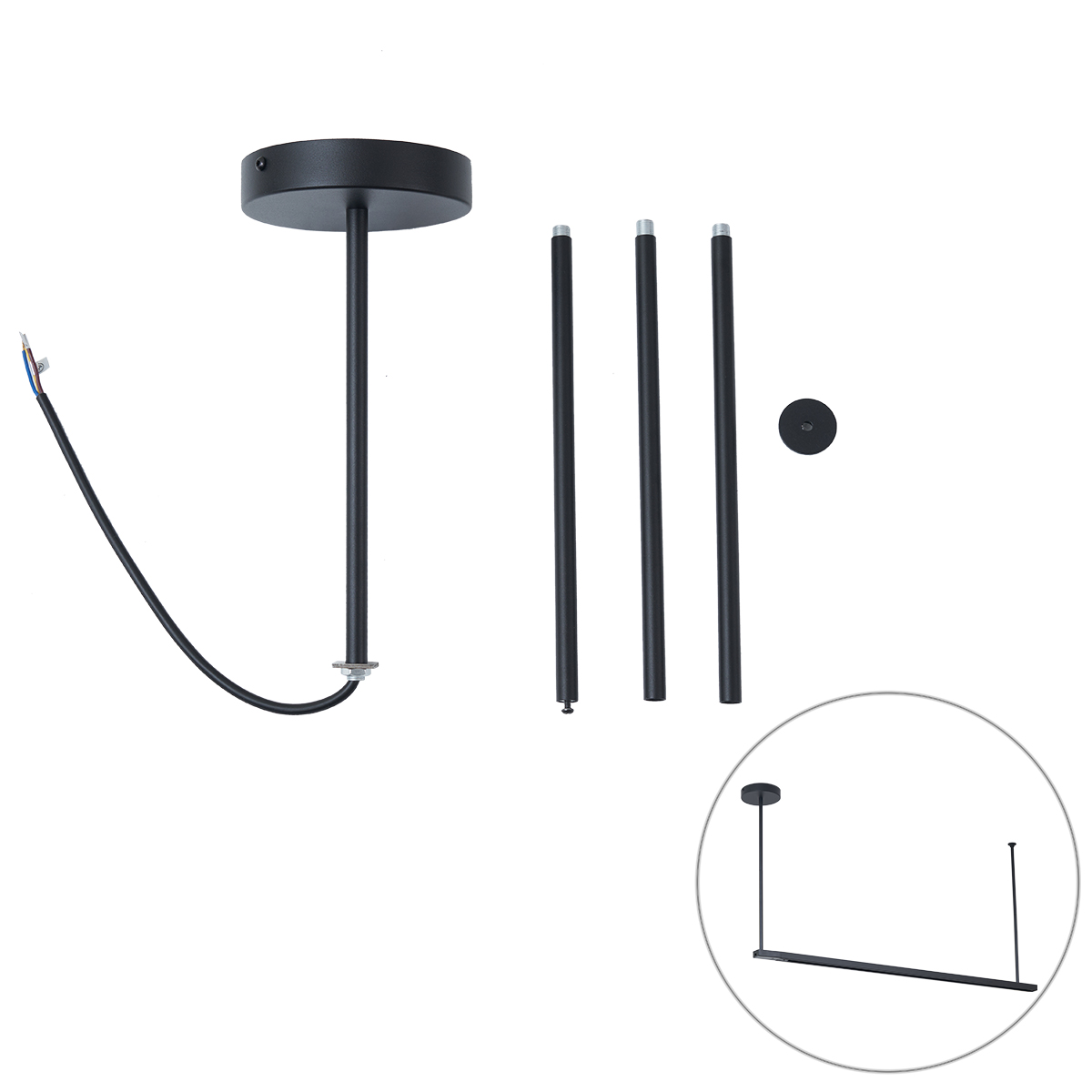 2 darabos függesztőkészlet tápegységgel 1 fázisú sínhez, fekete - Iconic