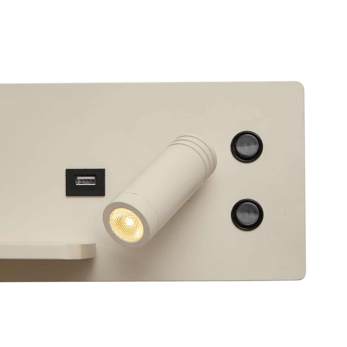 Sada 2 béžových nástěnných svítidel vč. LED s USB a indukční nabíječkou - Riza