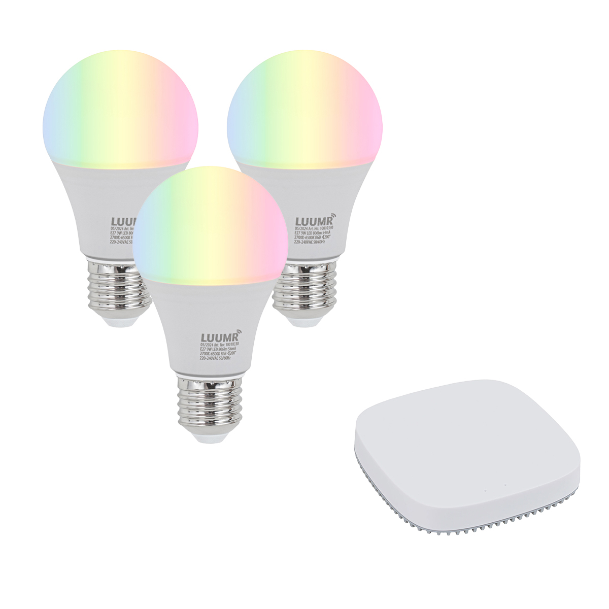 3 darabos intelligens E27 dimmelhető LED izzó készlet A60 9W 806 lm 2700K-6500K Zigbee Smart Hub-bal
