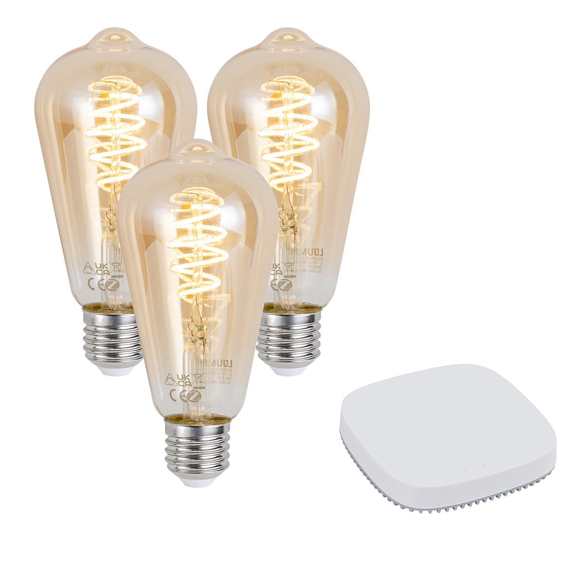 3 darabos intelligens E27 dimmelhető LED izzó készlet ST64 4.9W 320 lm 2500K Zigbee Smart Hub-bal