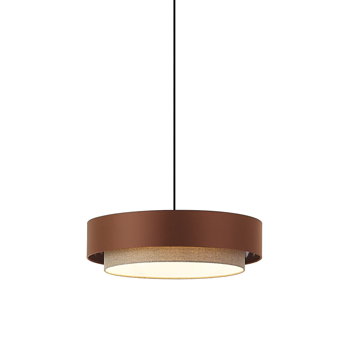 Modern függőlámpa sötét bronz színben, taupe színnel 50 cm 3-lámpás - Drum Duo