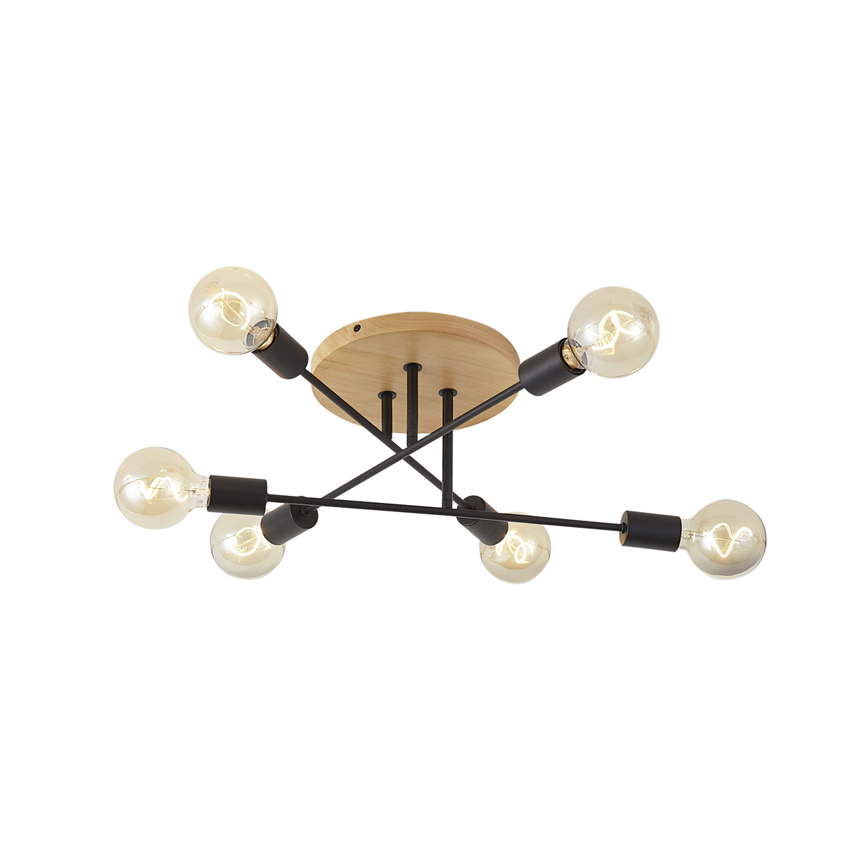 Art Deco mennyezeti lámpa fekete fa elemekkel, 6 ágú - Sydney