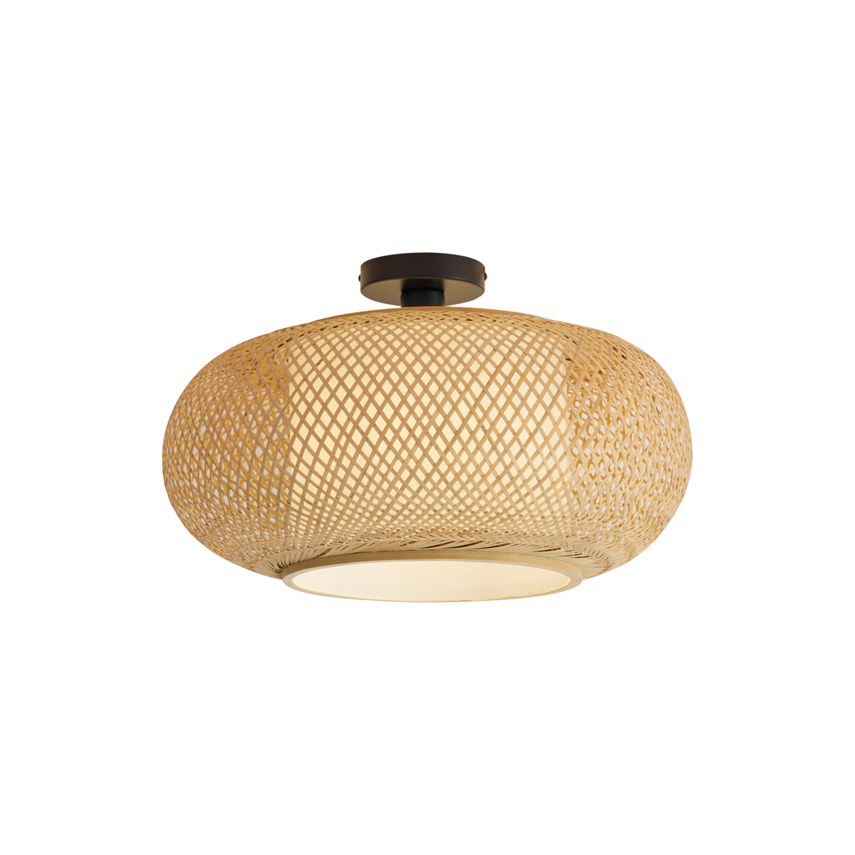 Japandi mennyezeti lámpa bambuszból, fehér belsővel - Liva