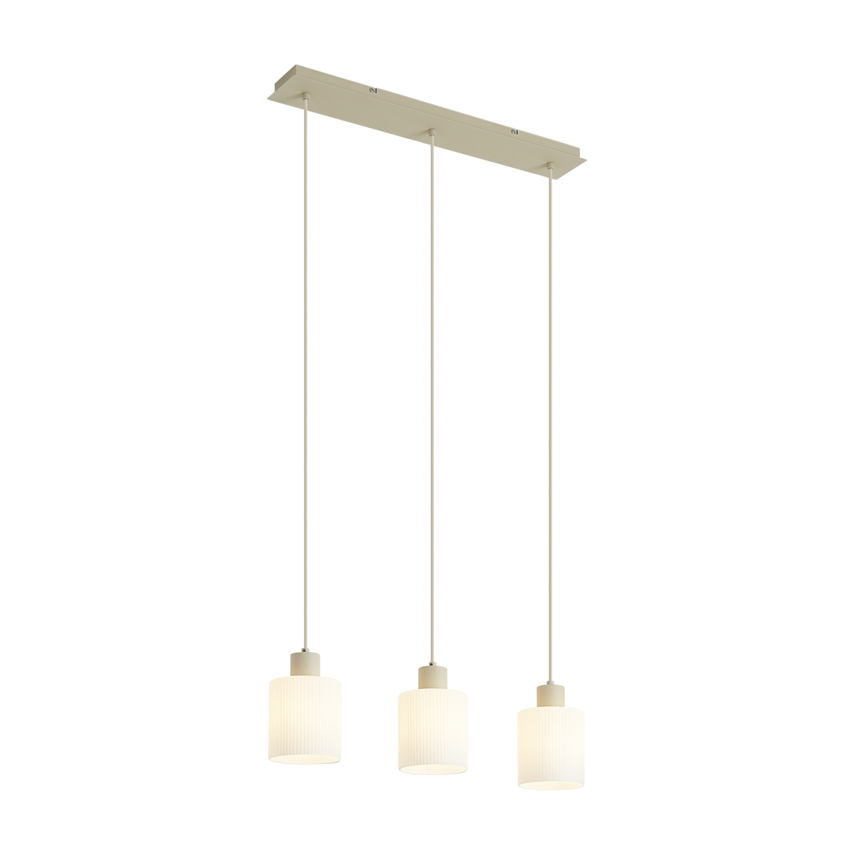 Skandináv függőlámpa bézs színben, fehér üveggel, 3-lámpás - Wisp