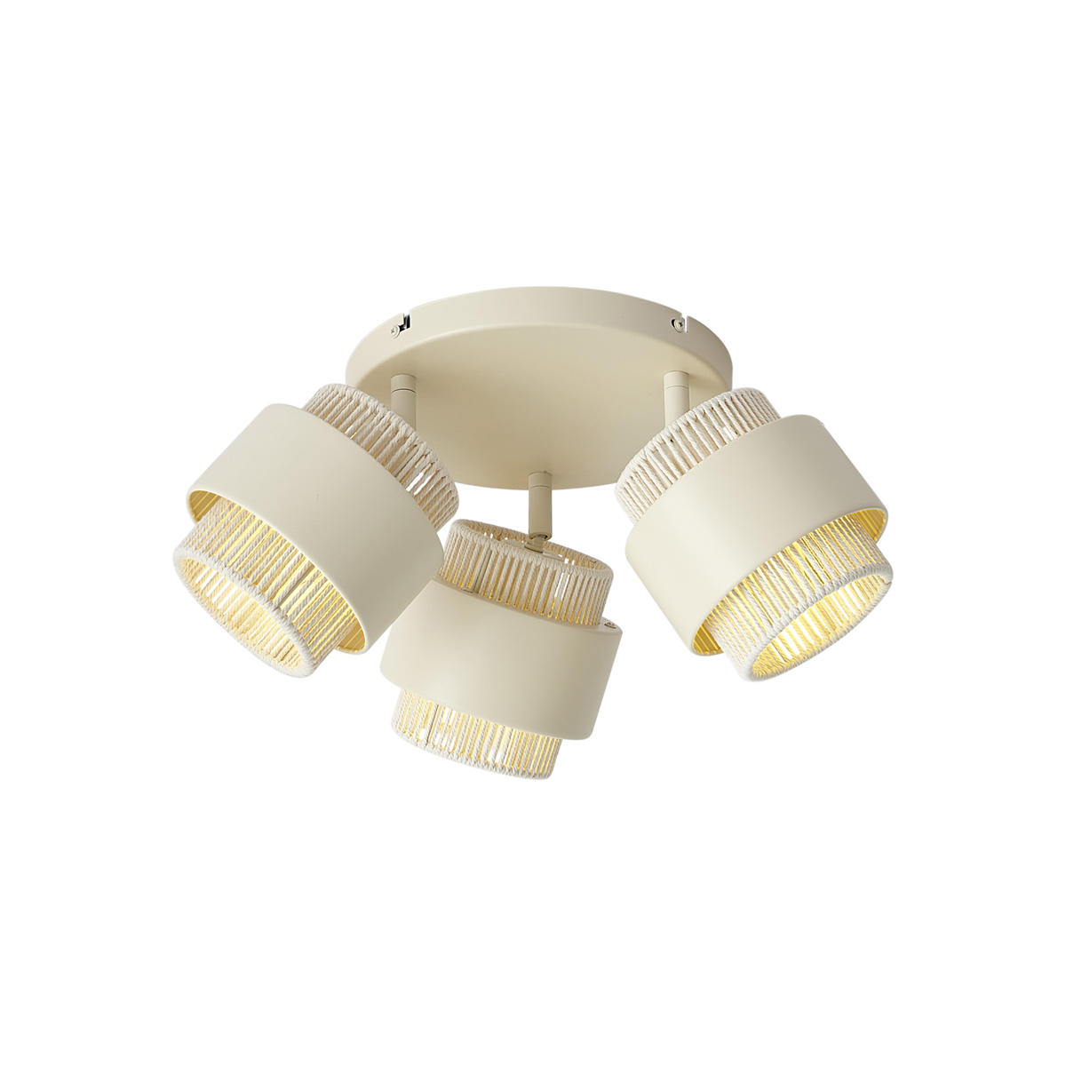 Modern mennyezeti spotlámpa bézs színben, kötéllel, 3 izzós, forgatható és dönthető - Kora