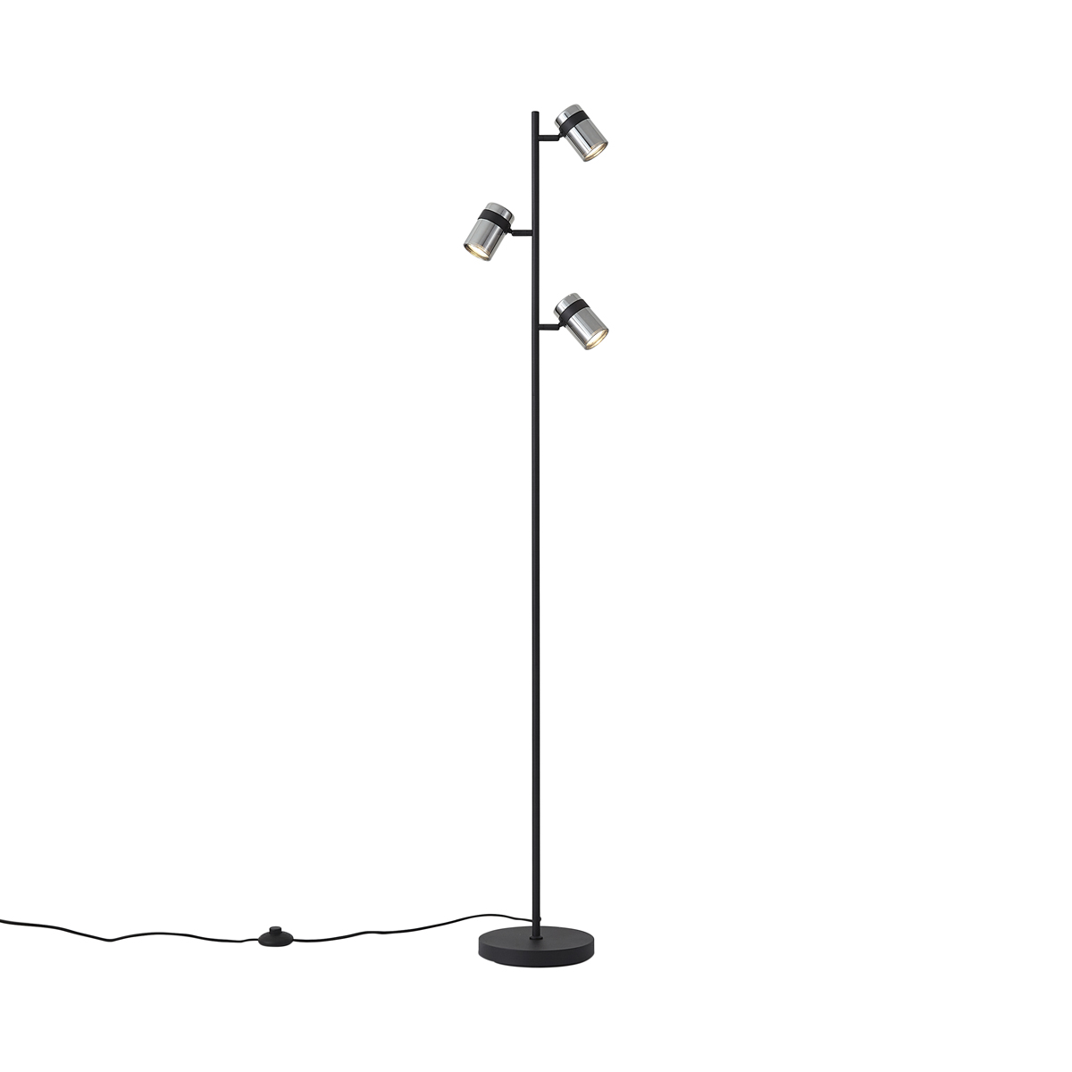 Modern fekete állólámpa füstüveggel, 3 égős - Gianni