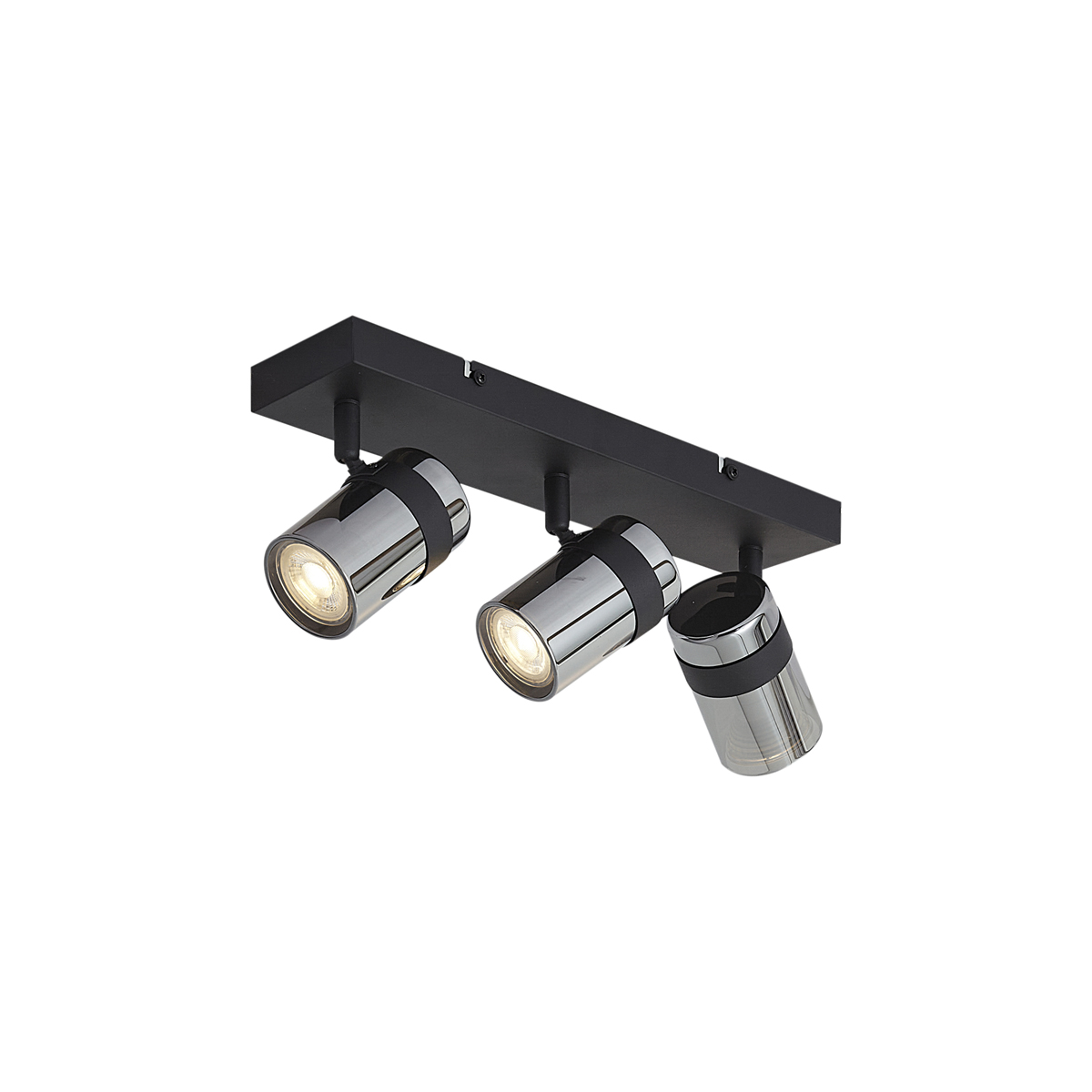 Fekete mennyezeti spotlámpa füstüveggel, 3 lámpás, forgatható és dönthető - Gianni