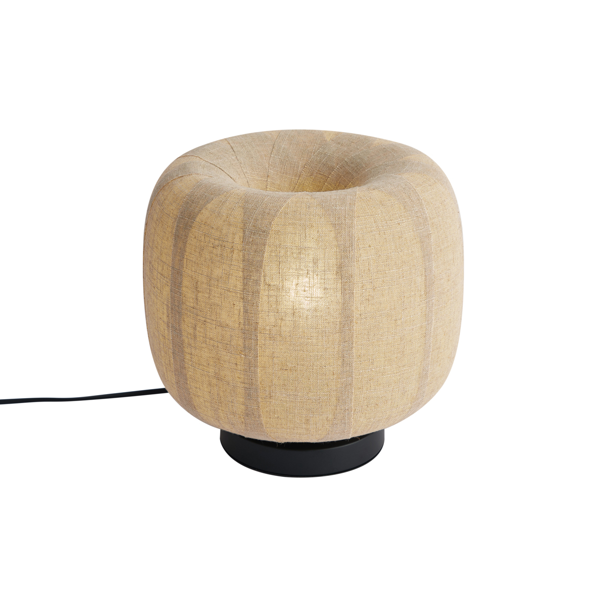 Japandi asztali lámpa fekete bézs vászonernyővel 27 cm - Nami