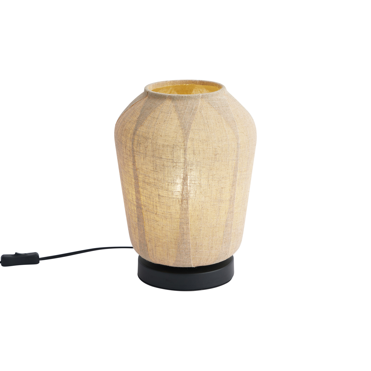 Japandi asztali lámpa fekete bézs vászonernyővel 21,5 cm - Nami