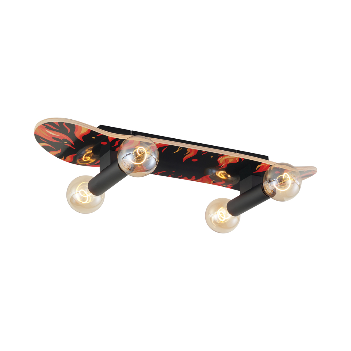 Fali lámpa fekete, piros színnel 80 cm - Skateboard