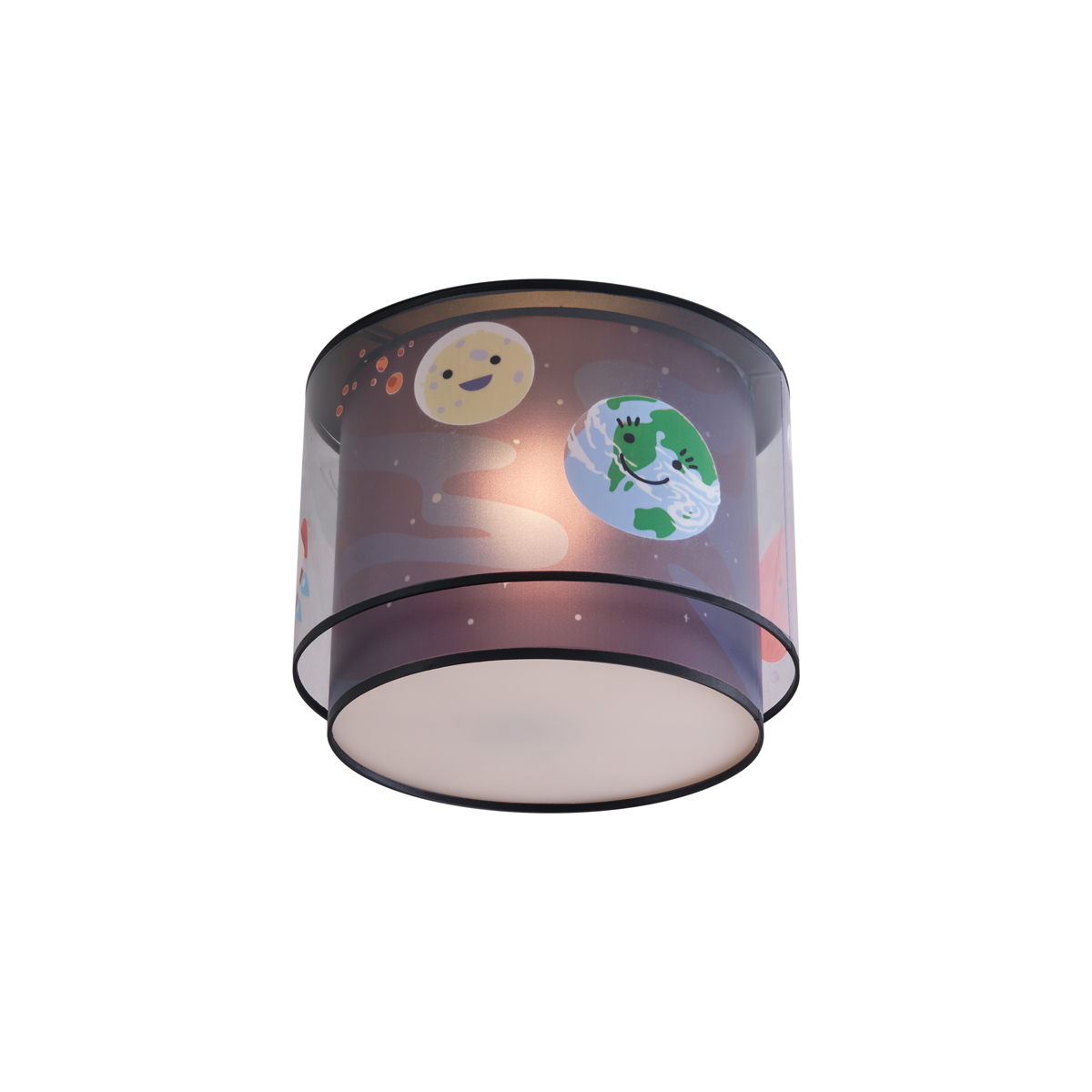 Gyerekszoba mennyezeti lámpa fekete űrhajóval és csillagokkal - Harrie az űrben