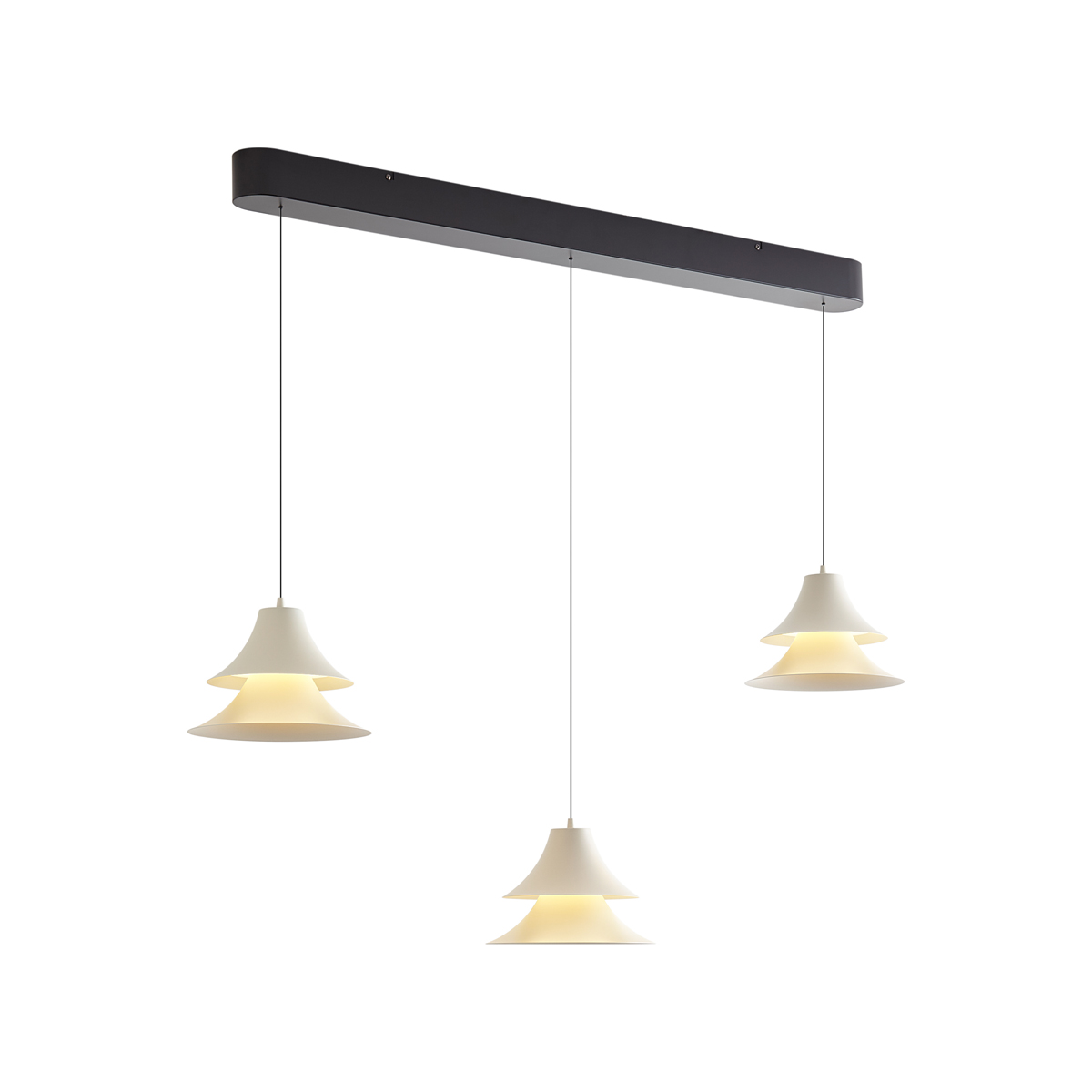 Fekete függőlámpa bézs színnel, LED-del, 3 lépésben dimmelhető, 3 izzós, Easylift - Witch