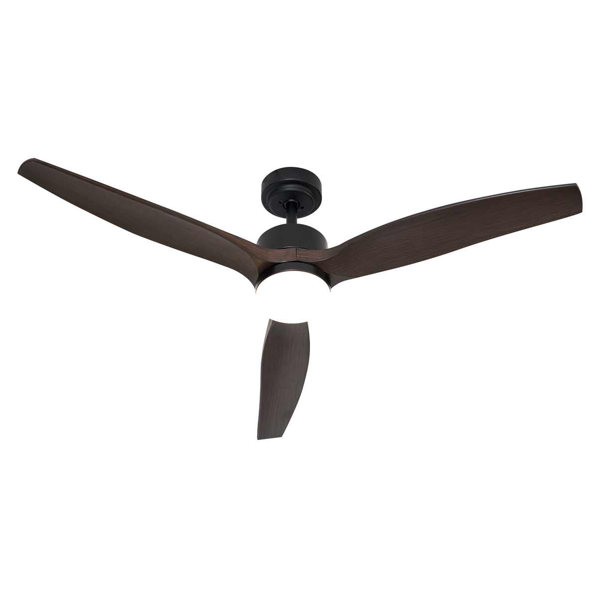 Ventilatore da soffitto smart nero con stampa legno