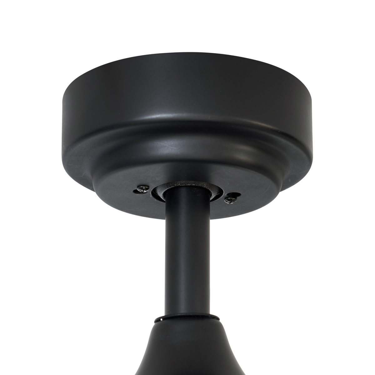 Ventilatore da soffitto smart nero con stampa legno