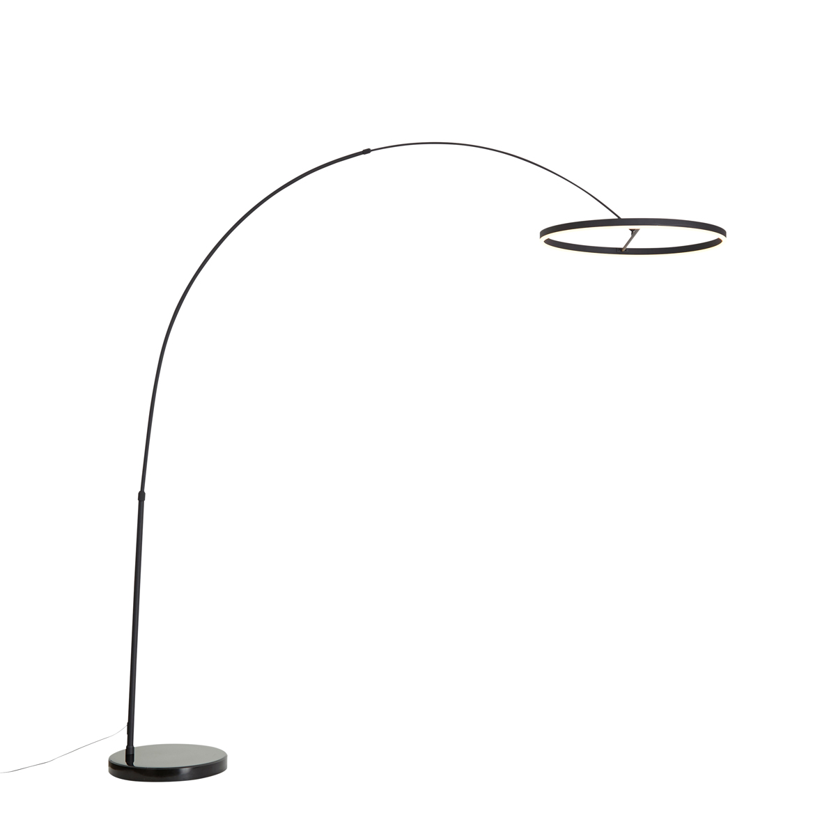 Design íves állólámpa fekete, LED-del, 3 lépésben dimmelhető - Anello