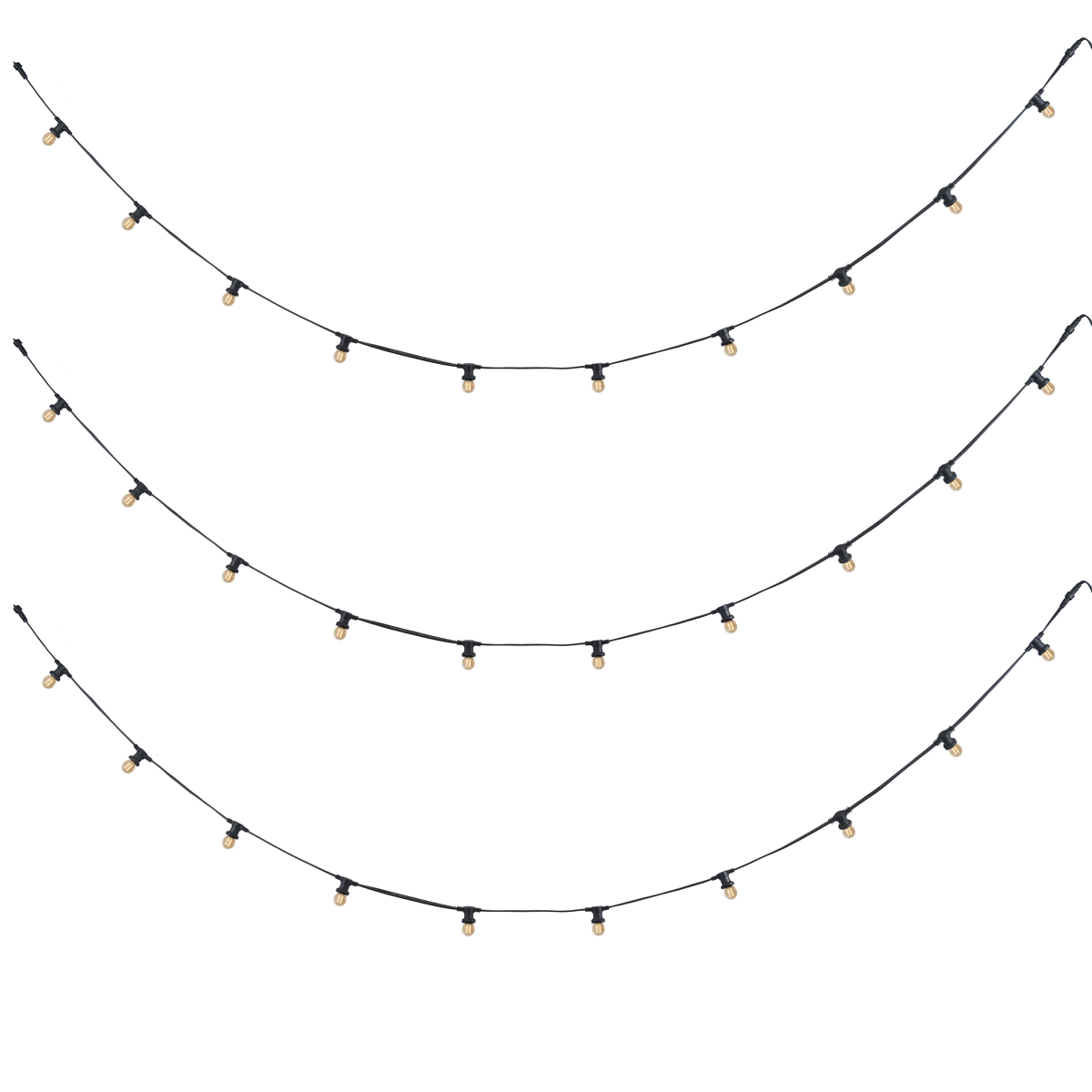 Összekapcsolható fekete fényfüzér dugóval 18m, E27 P45 30 izzóval, IP44 - Lubber